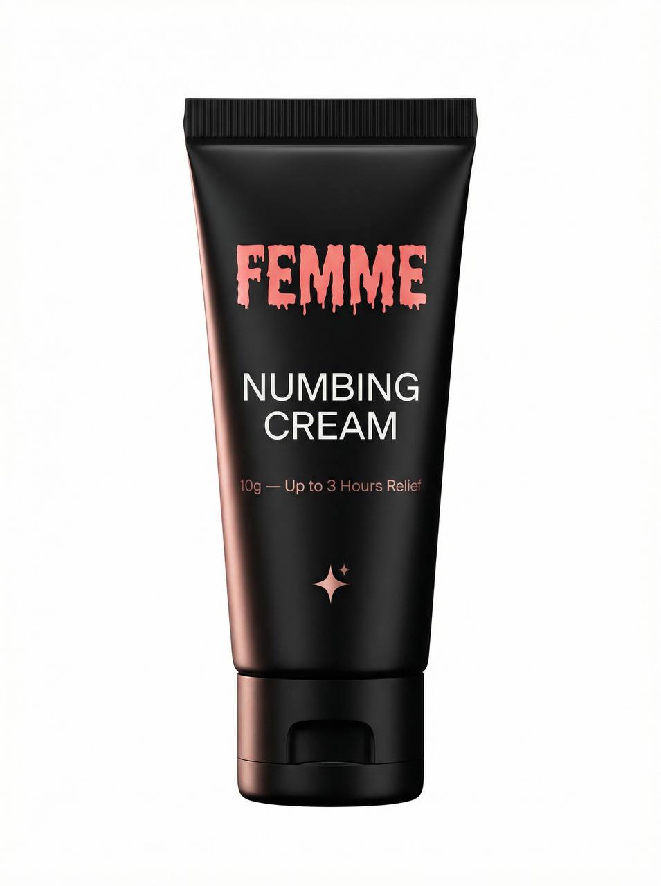 Femme Numbing Cream — 10g matte black tube with Femme Pink branding
